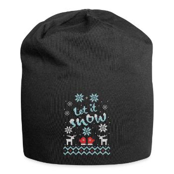 Let it Snow Pull de Noël moche Flocons de neige - Bonnet en jersey - noir - Devant