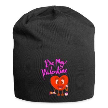 Be My Valentine Heart Mascotte Style de dessin animé - Bonnet en jersey - noir - Devant