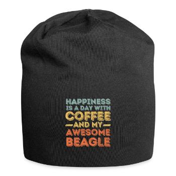 Beagle Kaffee Hund Cafe - Jersey-Beanie - Schwarz - Vorne