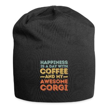 Corgi Kaffee Hund Cafe - Jersey-Beanie - Schwarz - Vorne