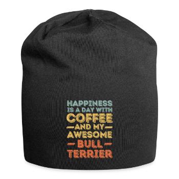 Bullterrier Kaffee Hund Cafe - Jersey-Beanie - Schwarz - Vorne
