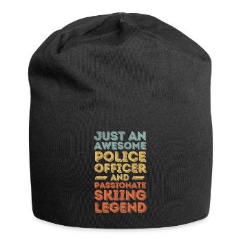 Policeman skiing retro - Jersey Beanie - black - Front