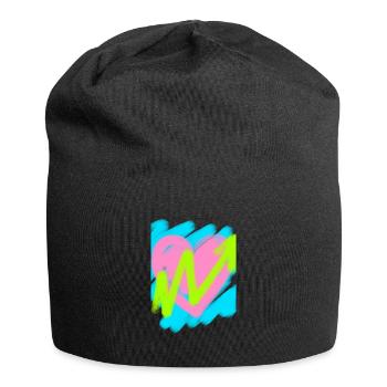 Herz mit Marker - Jersey-Beanie - Schwarz - Vorne