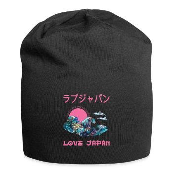 Great Wave Japanese Kanagawa Symbol Word Kanji - Jersey Beanie - black - Front