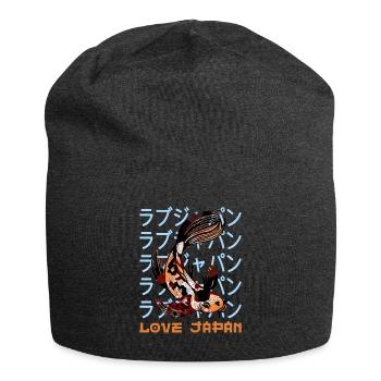 Japan Koi Carp Fish Water Pond Symbol Kanji Love - Jersey Beanie - charcoal grey - Front