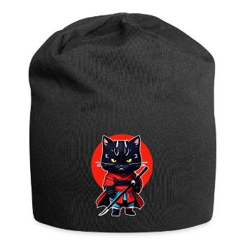 Chat samouraï - Bonnet en jersey - noir - Devant
