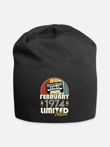Februar 1974 Vintage Jubiläums Retro Geschenk - Jersey-Beanie - Schwarz
