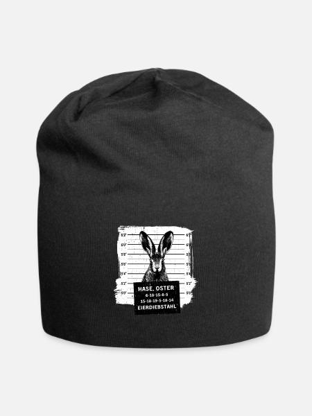 Osterhase Mugshot Polizeifoto Hase Ostern - Jersey-Beanie - Schwarz