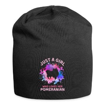 Nur ein Mädchen, das ihr Zwergspitz liebt - Jersey-Beanie - Schwarz - Vorne