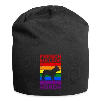 French-bulldog Dad LGBTQ Rainbow Flag - Jersey Beanie - black - Front