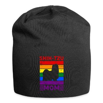 Shih-tzu Maman LGBTQ Drapeau arc-en-ciel - Bonnet en jersey - noir - Devant