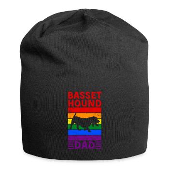 Basset-Hound Papa LGBTQ Regenbogenflagge - Jersey-Beanie - Schwarz - Vorne