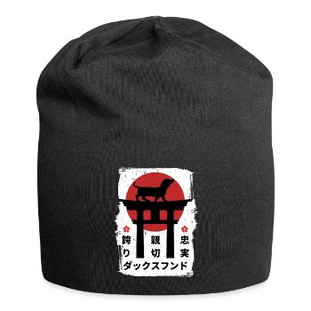 Dackelhund Japan Kanji - Jersey-Beanie - Schwarz - Vorne