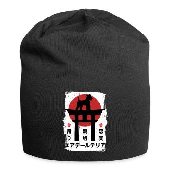 Airedale-terrier chien Japon kanji - Bonnet en jersey - noir - Devant