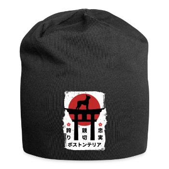 Boston-terrier chien Japon kanji - Bonnet en jersey - noir - Devant