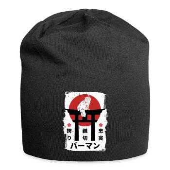 Birmakatze Japan Kanji - Jersey-Beanie - Schwarz - Vorne