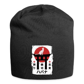 Havanna-braune Katze Japan Kanji - Jersey-Beanie - Schwarz - Vorne