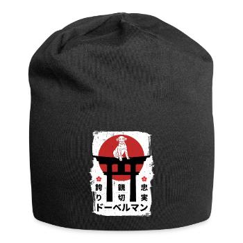 Dobermann Hund Japan Kanji - Jersey-Beanie - Schwarz - Vorne