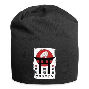 Pommerscher Hund Japan Kanji - Jersey-Beanie - Schwarz - Vorne