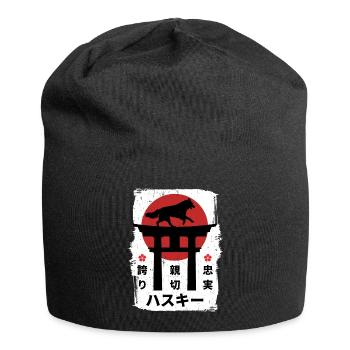Husky Hund Japan Kanji - Jersey-Beanie - Schwarz - Vorne