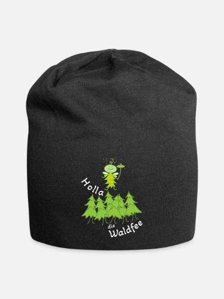 Lustige Fee im Wald Waldfee - Jersey-Beanie - Schwarz