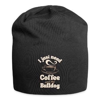 Kaffee-Bulldoggen-Liebhaber - Jersey-Beanie - Schwarz - Vorne