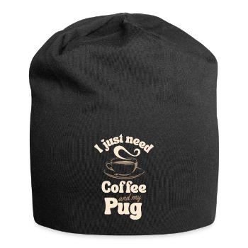 Amateur de carlin au café - Bonnet en jersey - noir - Devant