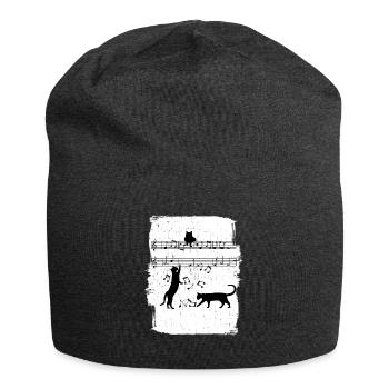 Notes de musique de chat - Bonnet en jersey - charbon - Devant