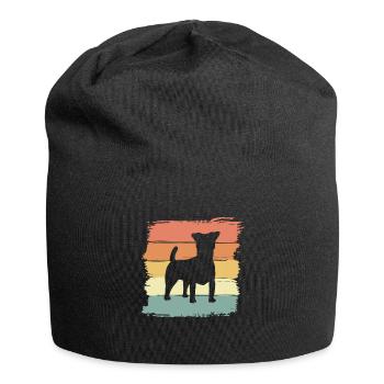 Russel-Terrier Retro - Jersey-Beanie - Schwarz - Vorne