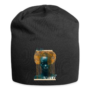 Blue Beauty | Modern Art | Beautiful woman in blue - Jersey Beanie - black - Front