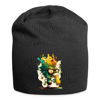 Drôle de petit nerd de bière verte - Bonnet en jersey - noir - Devant