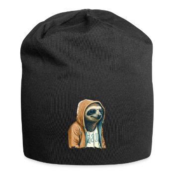 Paresseux cool avec lunettes de soleil et sweat à capuche - Bonnet en jersey - noir - Devant