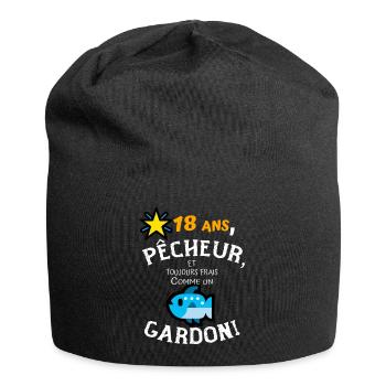 Pêcheur 18 ans, Toujours Frais comme un Gardon - Bonnet en jersey - noir - Devant