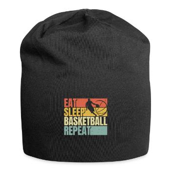 Essen Schlaf Basketball wiederholen - Jersey-Beanie - Schwarz - Vorne