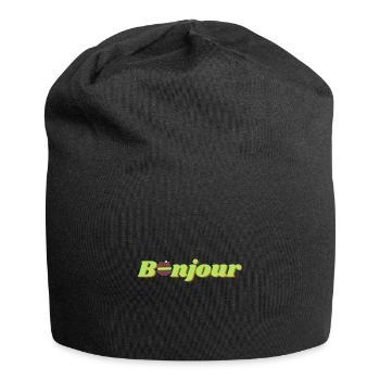 Bonjour Macaron Bear - Jersey Beanie - black - Front