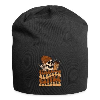 Café et crâne - Bonnet en jersey - noir - Devant
