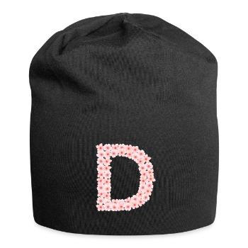 D aus Kirschblüten - Jersey-Beanie - Schwarz - Vorne