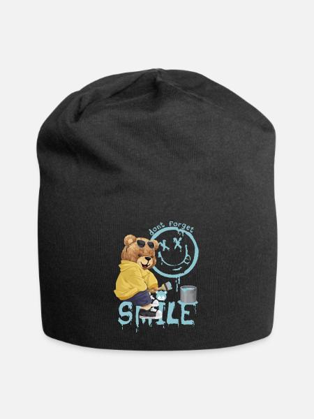 Vergiss Nicht Zu Lächeln - Jersey-Beanie - Schwarz