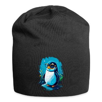 Niedlicher Pinguin - Jersey-Beanie - Schwarz - Vorne