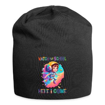 Watch out school - here I come / Astronaut girl - Jersey Beanie - black - Front