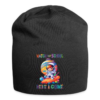 Watch out school - here I come / Astronaut girl - Jersey Beanie - black - Front