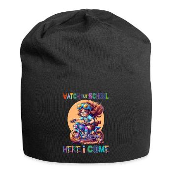 Watch out school - here I come / Steampunk girl - Jersey Beanie - black - Front
