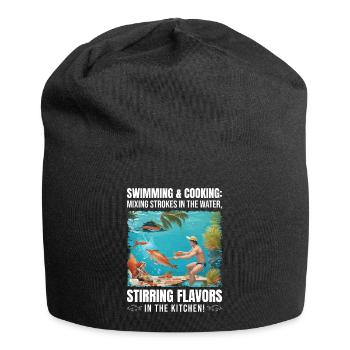 Schwimmen und Kochen - Jersey-Beanie - Schwarz - Vorne