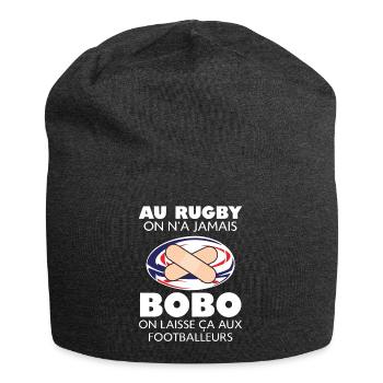 Cadeau humour pour joueur de rugby - Bonnet en jersey - charbon - Devant