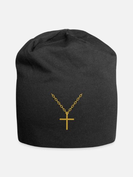 Cross chain - Jersey Beanie - black