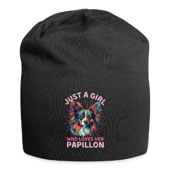 Papillon Hund Liebhaber Bunter Zwergspaniel - Jersey-Beanie - Schwarz - Vorne