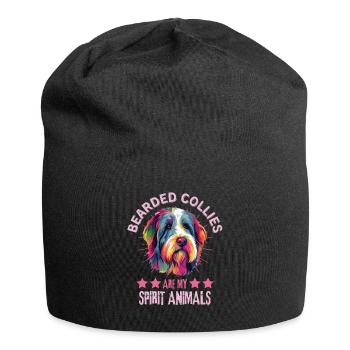 Bearded Collie Liebhaber Bunter Bearded-Collie - Jersey-Beanie - Schwarz - Vorne