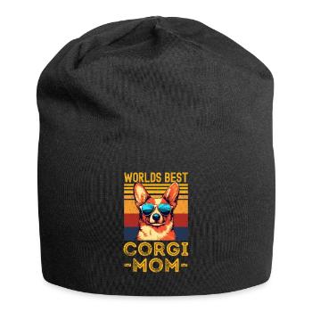 Corgi with sunglasses retro - Jersey Beanie - black - Front