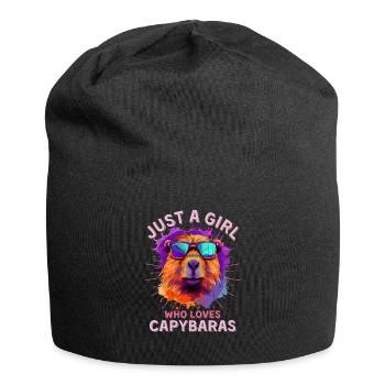 Capybara with sunglasses Capybara Girl - Jersey Beanie - black - Front
