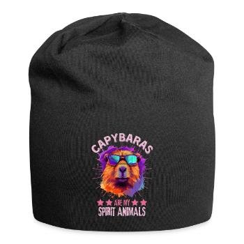 Capybara mit Sonnenbrille - Jersey-Beanie - Schwarz - Vorne
